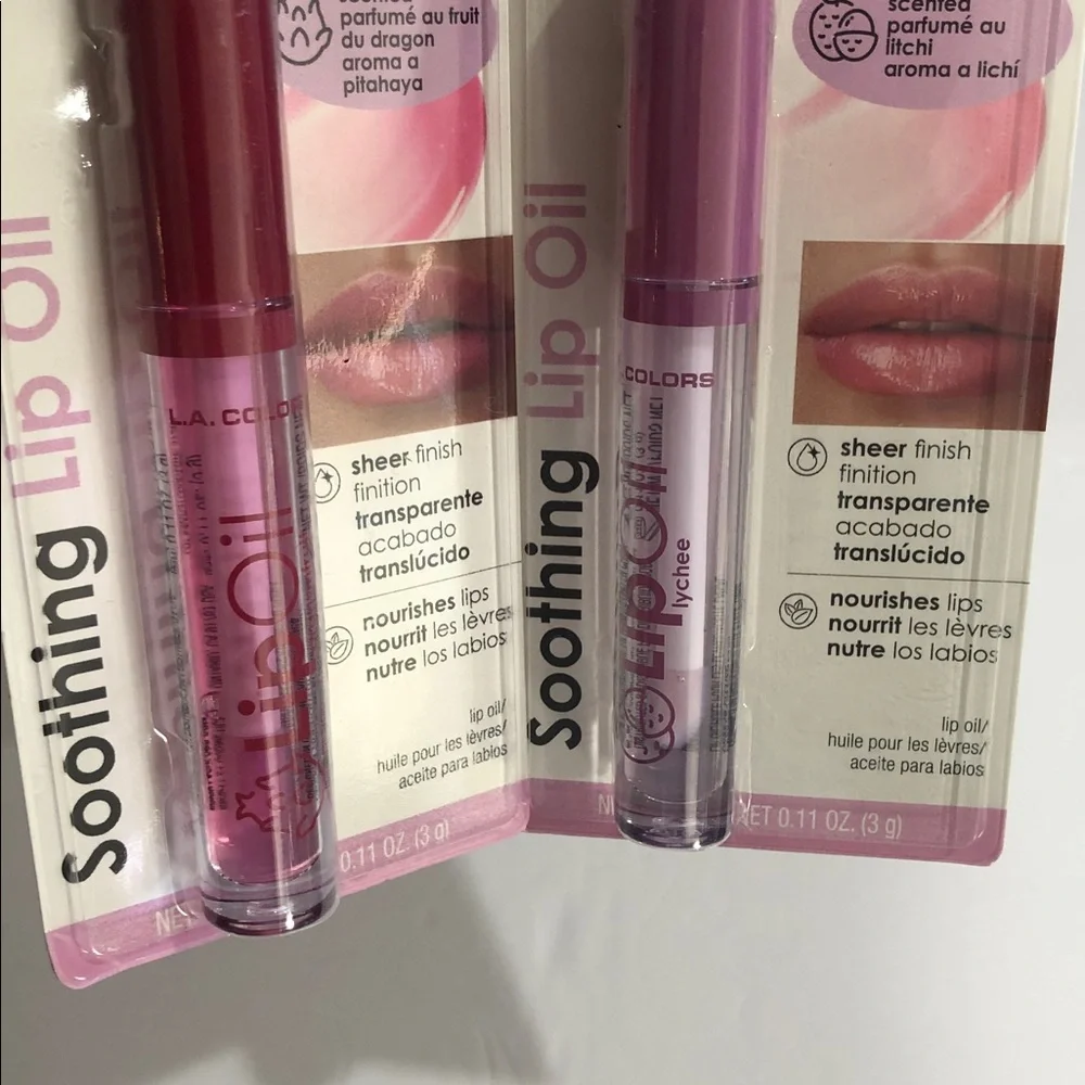 2pack Soothing dragonfruit and Lycee flavored sheer finish lip oils new‎
